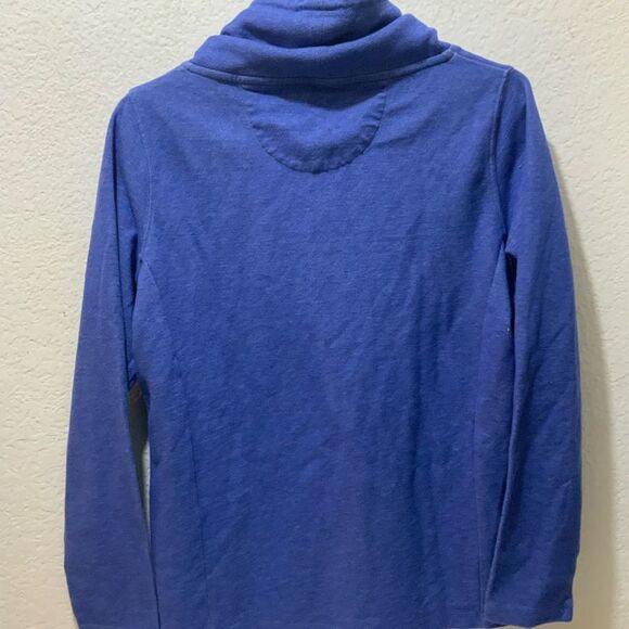 Orvis Women's Pullover Blue Cowl Neck Drawstring Oversize Long Sleeve Top - Picture 5 of 7